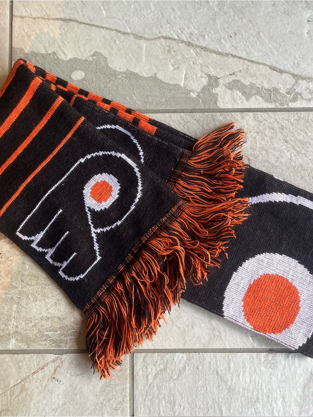NHL FLYERS Black and Orange Vintage Fringe Scarf